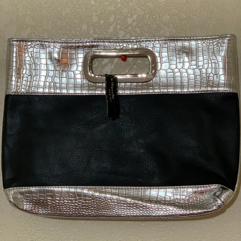 Gorgeous New Silver/Black Clutch Handbag